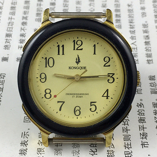36mm China Made Manual Mechanical Watch 17 Jews Light Yellow Dial Luminous Hands