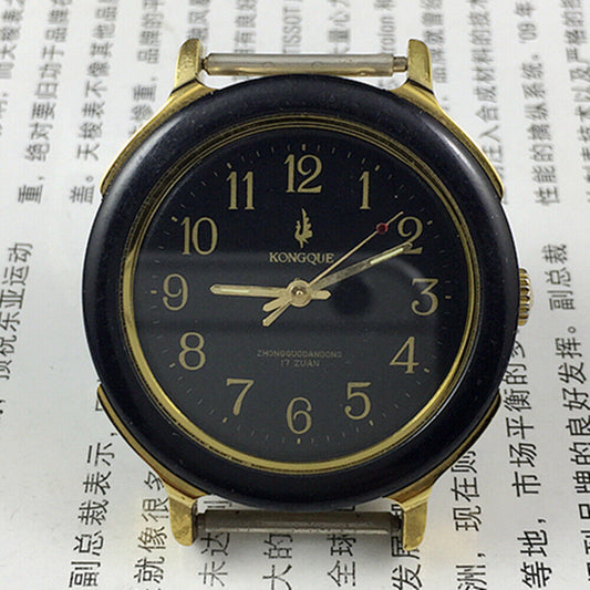 36mm China Made Manual Mechanical Watch 17 Jews Black Dial Luminous Hands