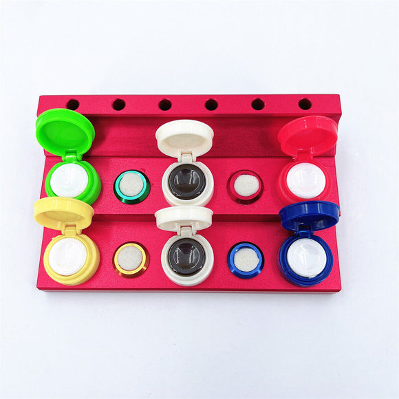 Oil Cups Stand in Die-cast Alloy 6 Containers Watch Repair Tool Plastic Cover
