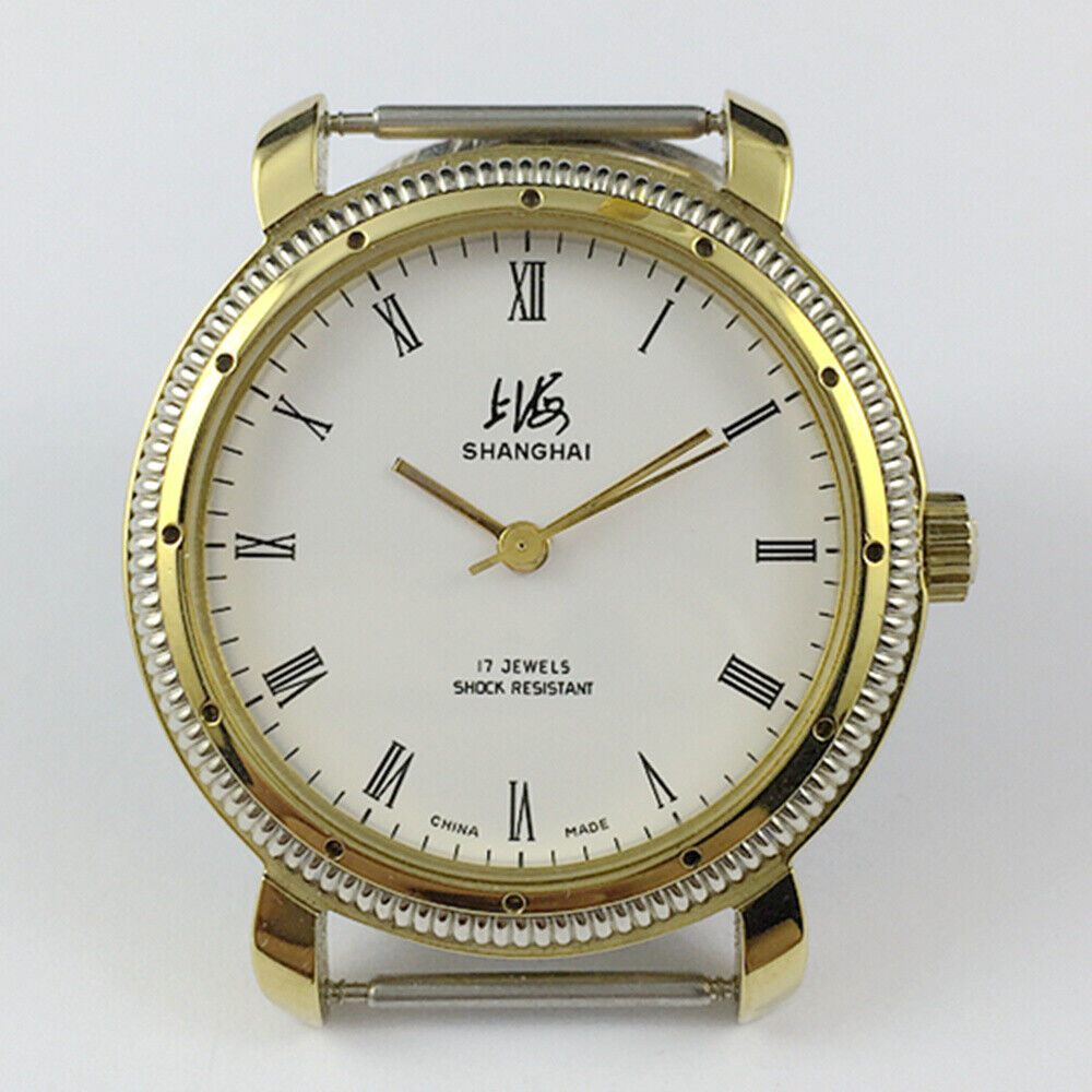 36mm Shanghai Factory 8120 manual mechanical watch with white dial and 17 jewels for precision timekeeping
