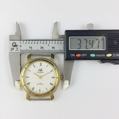 36mm Shanghai Factory 8120 manual watch with white dial, 17 jewels for precise timekeeping and classic style