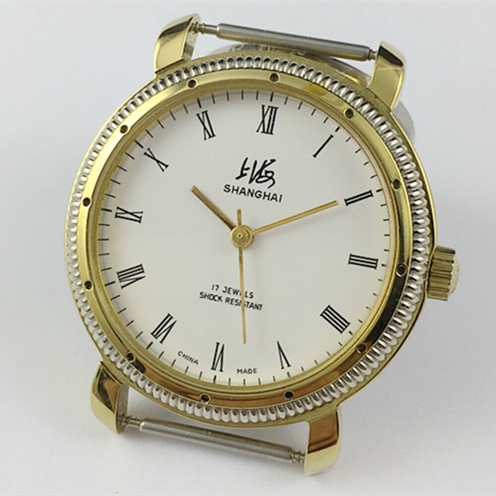 Shanghai Factory 8120 manual mechanical watch, 36mm white dial with 17 jewels for precise timekeeping