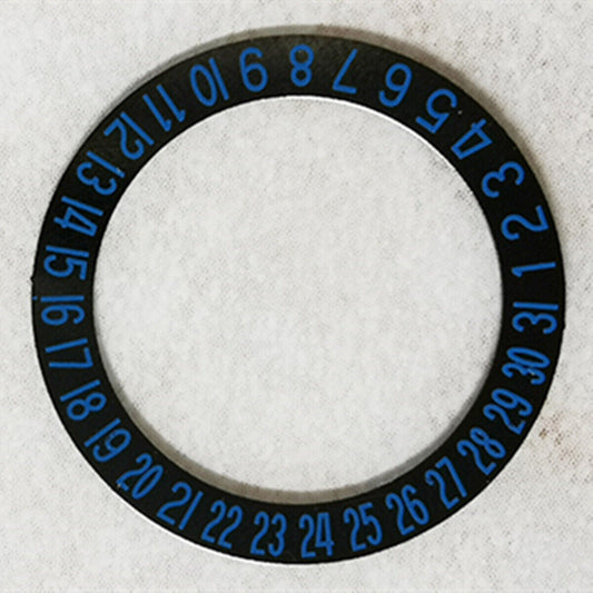 Datumsrad mit blauer Schrift, dunkelgraue Auflage für Miyota 8215 2813 Uhrwerk, Datum bei 6
