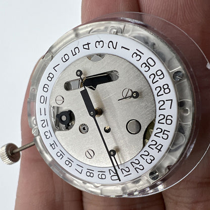 Swiss Made ETA C01.211 chronograph movement with white dial, precision mechanical watch component by 1853.