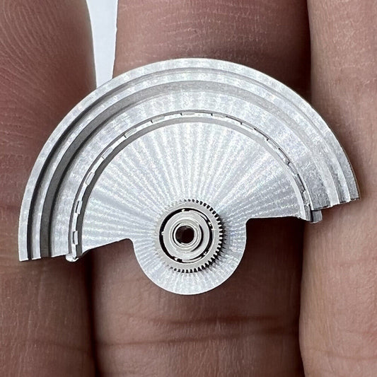 Silver Sea Wave engraved rotor for Miyota NH35 NH36 watch movement, enhancing automatic winding efficiency.