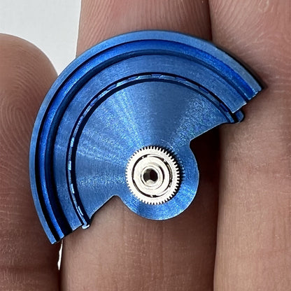 Blue Sea Wave carved rotor, Miyota NH35 NH36 watch movement accessory, enhancing automatic winding efficiency.