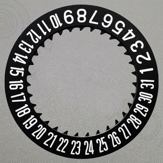 White Font Black Date Disk Wheel for NH36 Movement Date At 6 Watch Part