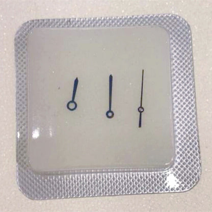 Blue polished watch hands for ETA2671 movement, 5.7x8x8mm, precision-crafted brand accessory.