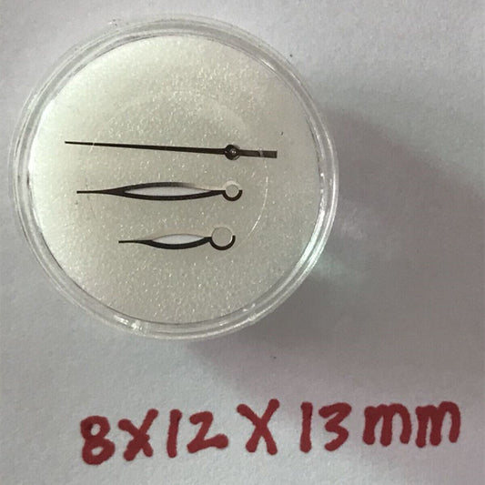 Silver green lume watch hands for China 8200 8215 2813 movement, 8x12x13mm, precise fit and glow