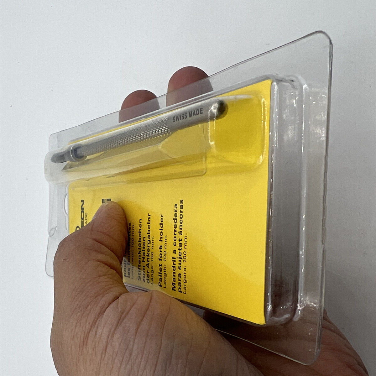 Bergeon 30433 pallet fork holder showcasing precise watchmaker tool for delicate repairs and adjustments.