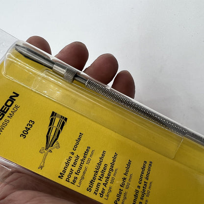 Bergeon 30433 pallet fork holder for precise watchmaker repairs and tool adjustments.