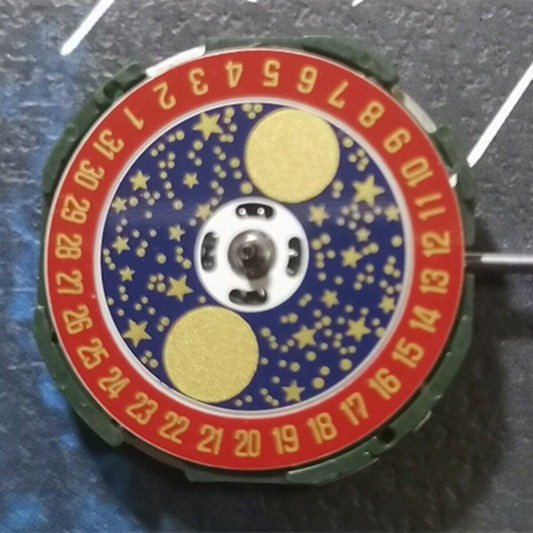 Miyota 2105 Japan Quartz Movement Japan Made Red Dial Star Moon Phase 3 Hands