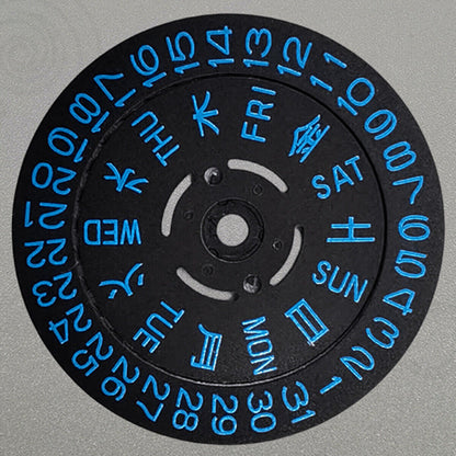 Original in Japan hergestelltes Datumsscheibenrad mit blauer Schrift für das Uhrwerk NH36 Date@3.8