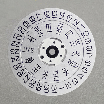 Original Silver Font Date Disk Wheel for Movement NH36 Crown Position 3.8/3