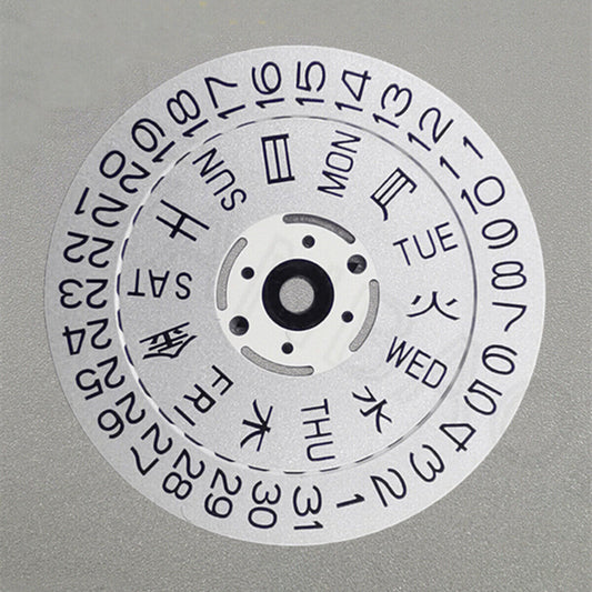 Original Silver Font Date Disk Wheel for Movement NH36 Crown Position 3.8/3