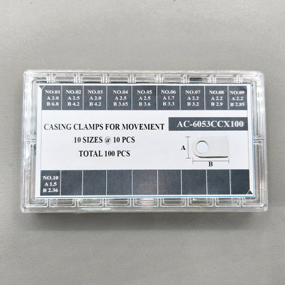 100 PIECES/Box Casing Clamps for Movements 10 Sizes x 10 PIECES