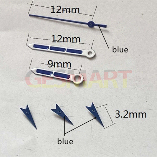 Aiguilles de montre peintes en bleu de 12 mm pour mouvement Miyota OS10 OS20 OS22 OS60 OS80 OS11