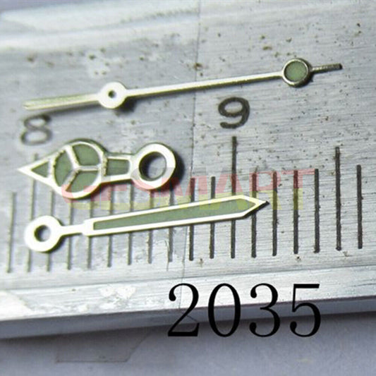 Aiguille de montre lumineuse verte avec garniture argentée pour Miyota 2035 2115 2105 2305 2315