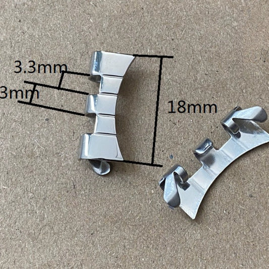 18x3.3x3mm Silver Polished Curved End Links Spring Bars Bracelet Watch Band Strap#1034