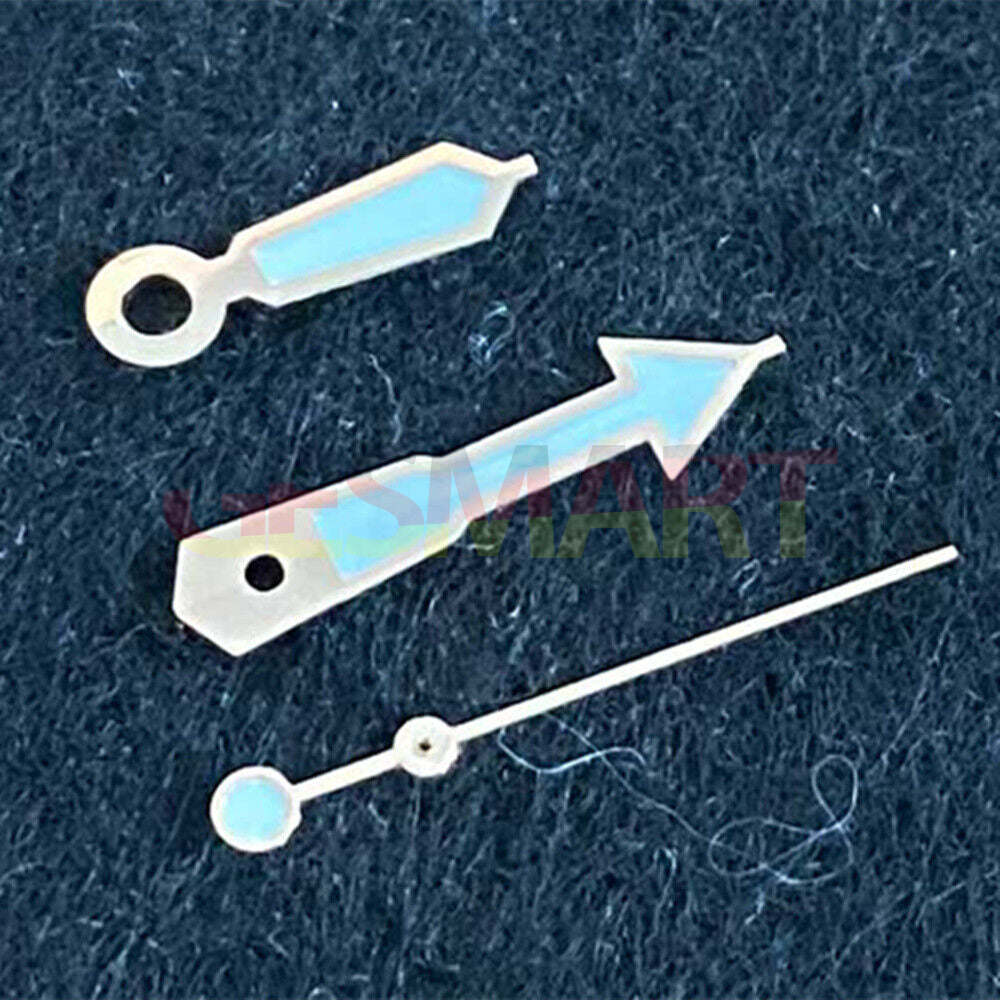 Rose gold 3 hands with green luminous trim for NH35/NH36/4R36 watch movements.