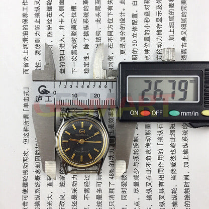 Black case Seagull ladies watch with golden nail markers, shock-resistant manual mechanical movement