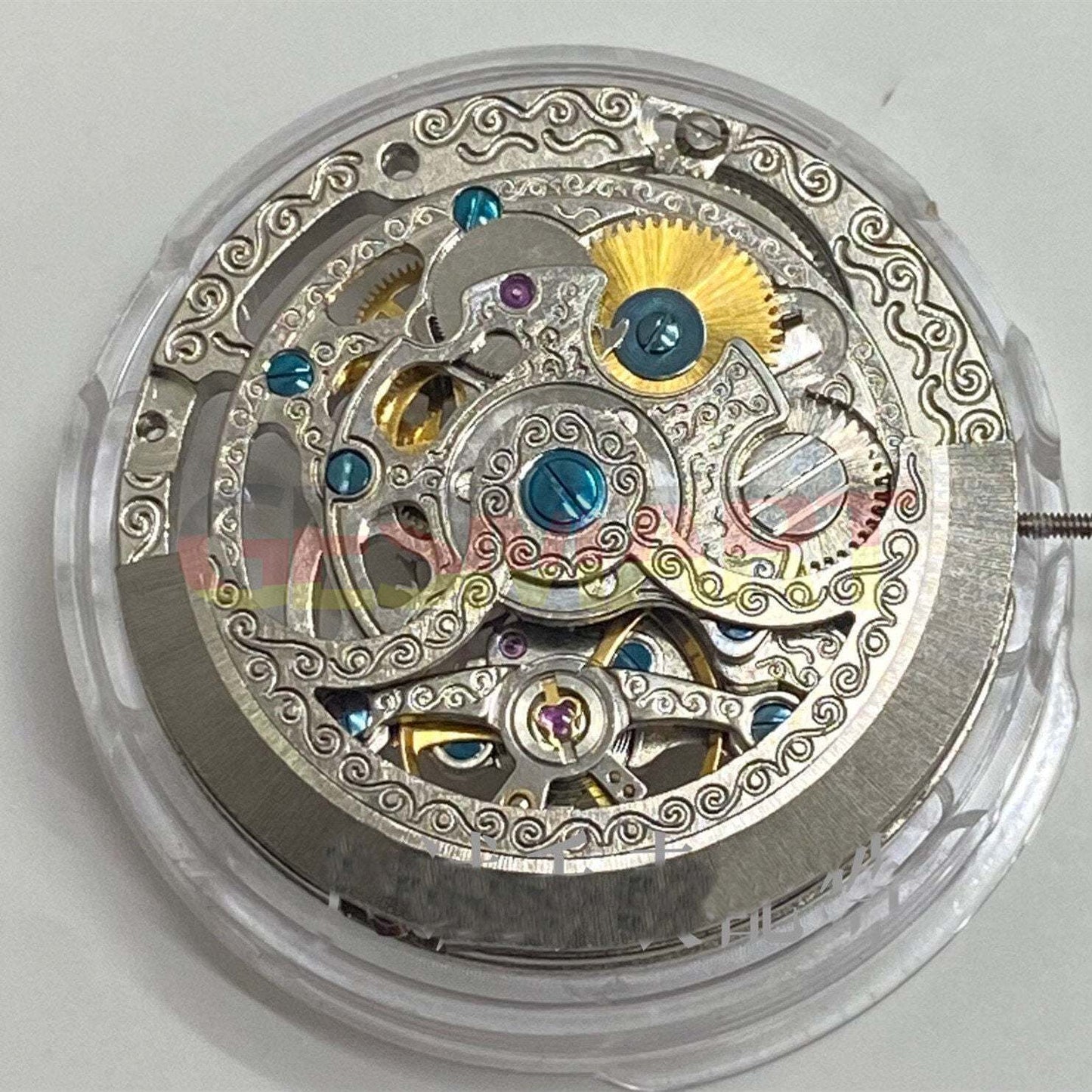 Shanghai Silver hollow carved watch with 3 hands, automatic mechanical movement, elegant China craftsmanship.