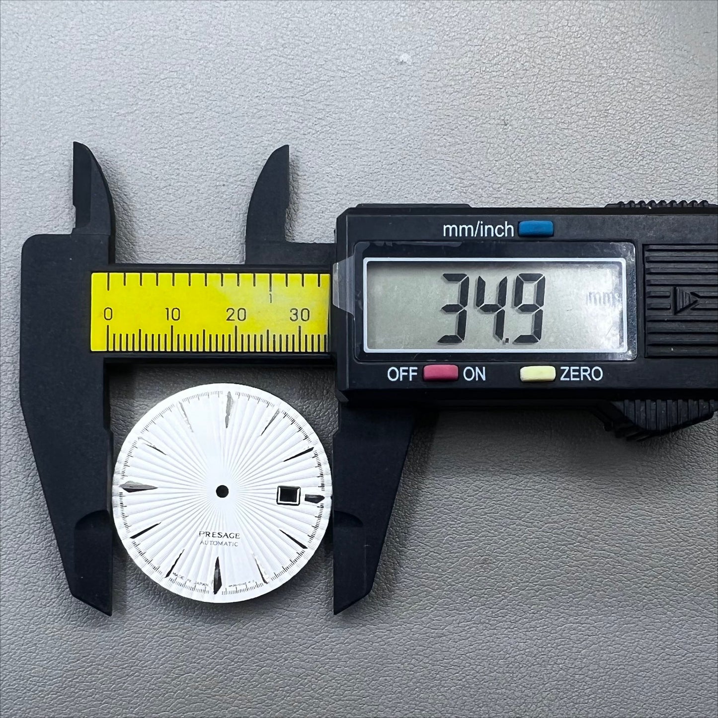 35mm silver watch dial with white cocktail markers, no lume, compatible with NH35 movement by Nail+White.