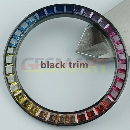 39mm colorful imitation diamond bezel for VK63 watch movement, vibrant accessory enhancing timepiece style.