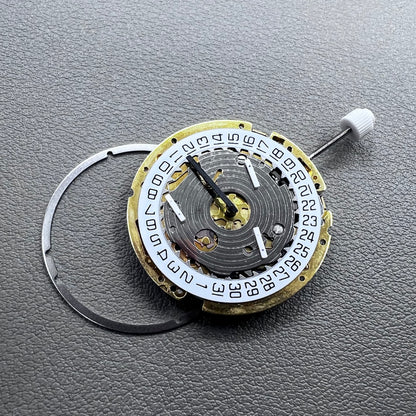 Swiss ISA 8171 golden quartz watch movement with date at 4 o'clock, multi-function design by Swiss ISA.
