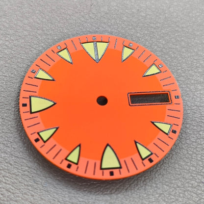 Green Lume Orange 28.5mm Modified Watch Dial Fit for NH36 Movement Diving