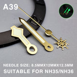 Green Lume Golden Trim Snowflake Point Watch Hands for Miyota NH35/36 4R/7S/NH38