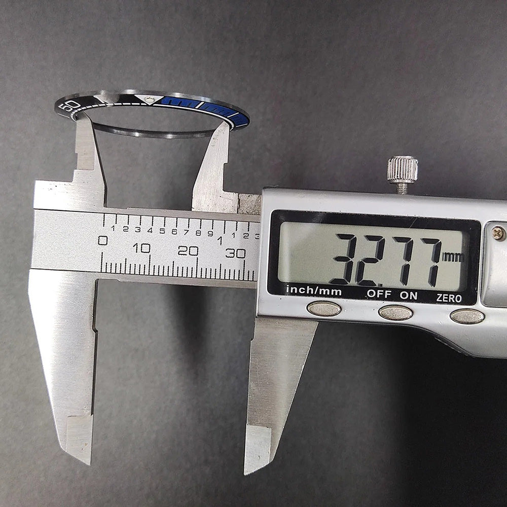 Sloping 41.5x32.8mm ceramic bezel GMT diving watch insert, durable replacement for men's watches.