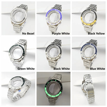 44mm 316L Watch Cases With Green Luminous Bezel for NH34/NH35/NH36/4R35A/4R36A