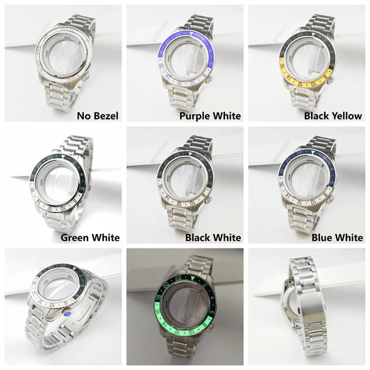44mm 316L Watch Cases With Green Luminous Bezel for NH34/NH35/NH36/4R35A/4R36A