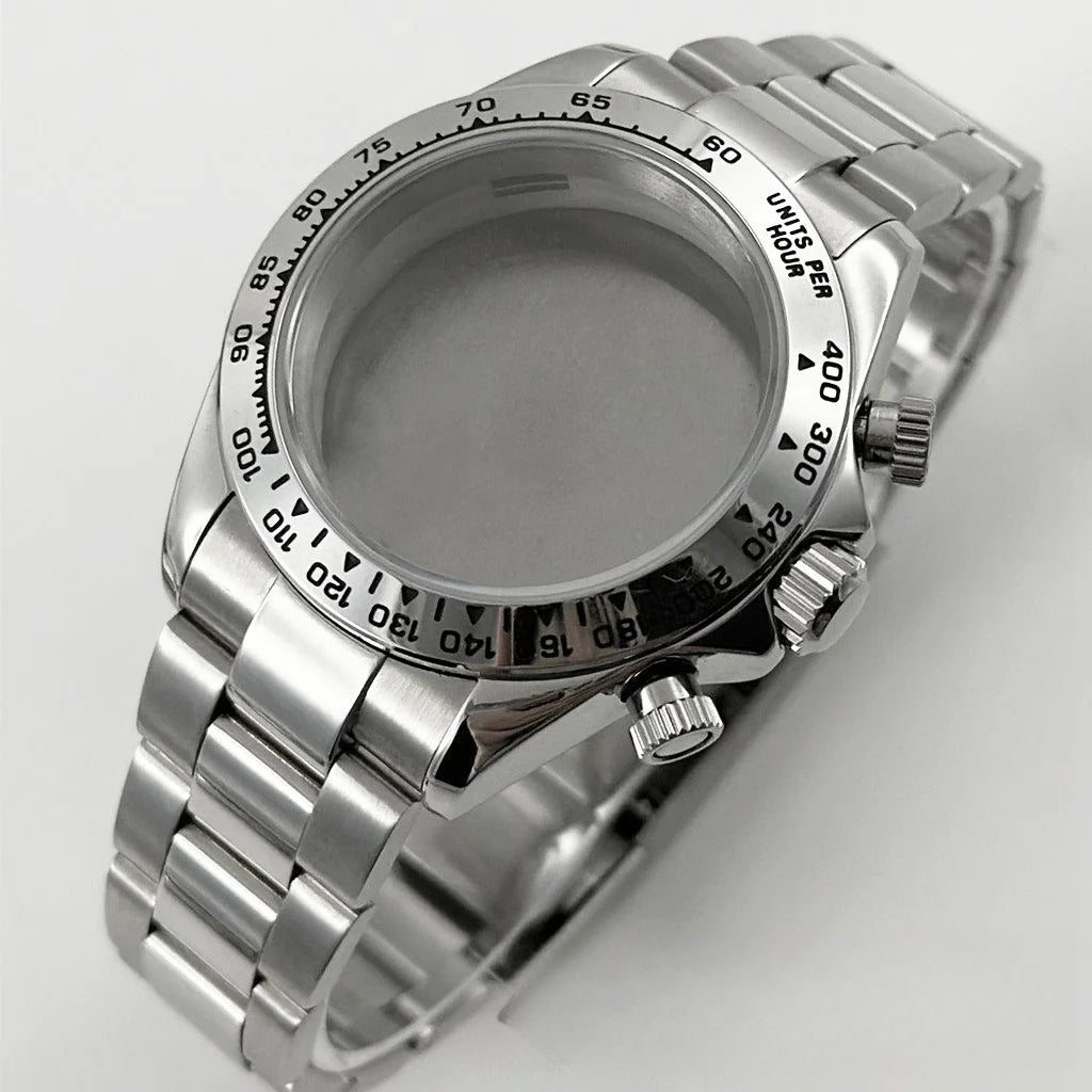 Daytona 40mm Sapphire Glass Watch Case Ceramic Bezel Men's for VK63 VK63A VK64
