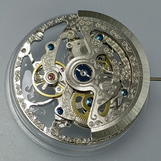 Hangzhou 2700 silver automatic mechanical watch with 3 hands and hollow dial, China made