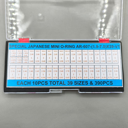 390 PIECES 39 Sizes 1.9-7mm Waterproof Mini O-ring Kit for Watch Crown Seal