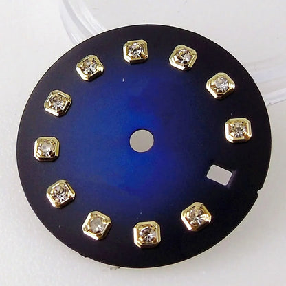 Nologo Sunburst dial face with rhinestone markers for 26mm lady watch, fits NH05 NH06 NH07 movements.