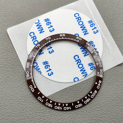 37.65*30.7mm Ceramic Watch Bezel Slope Brown Background White Font for Daytona