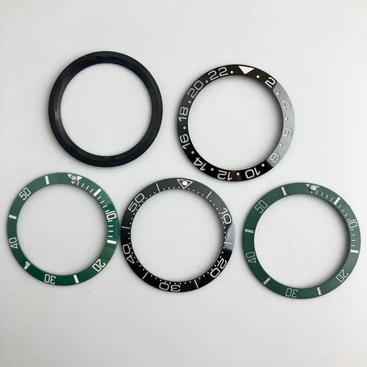 Sloping ceramic bezel insert 38x30.8mm for divers watches, super luminous, durable replacement part.