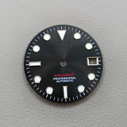 Black Background Green Lume Silver Trim Nail Watch Dial for NH35 NH36 Movement