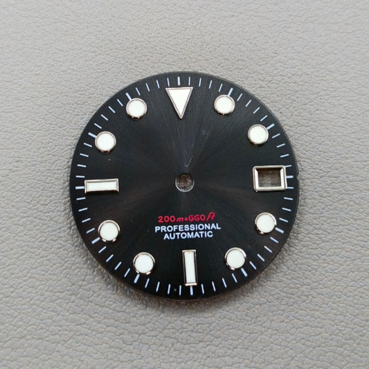 Black Background Green Lume Silver Trim Nail Watch Dial for NH35 NH36 Movement