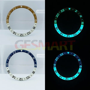 38mm Dark Blue/Brown Resin+Alloy Blue Lume Watch Bezel for SKX007 SKX011