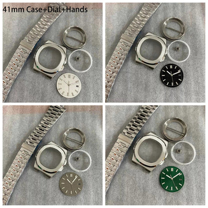 41mm Watch Case+Strap+Dial Metal lining Material Waterproof Fit NH35/NH36