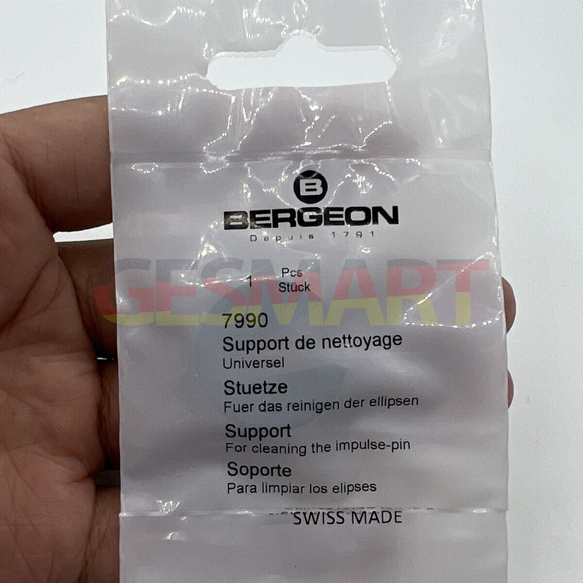 Bergeon 7990 watchmaker tool supporting balance wheel impulse-pin during cleaning process