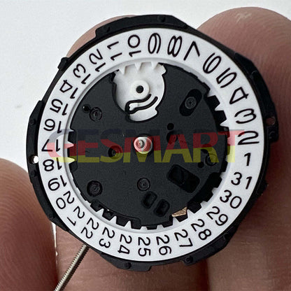 Sunon PE46 quartz watch movement with 2 hands and date display at 3 o'clock for precise timekeeping.