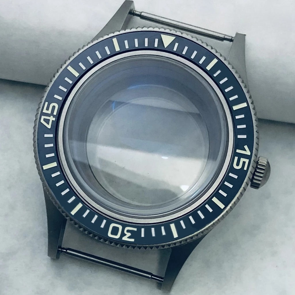 40mm Titanium Watch Case Lume Bezel Double Domed Coated AR Fit NH34/35/36 4R35