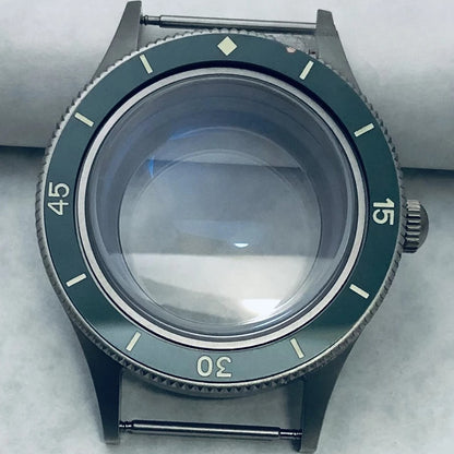 40mm Titanium Watch Case Lume Bezel Double Domed Coated AR Fit NH34/35/36 4R35