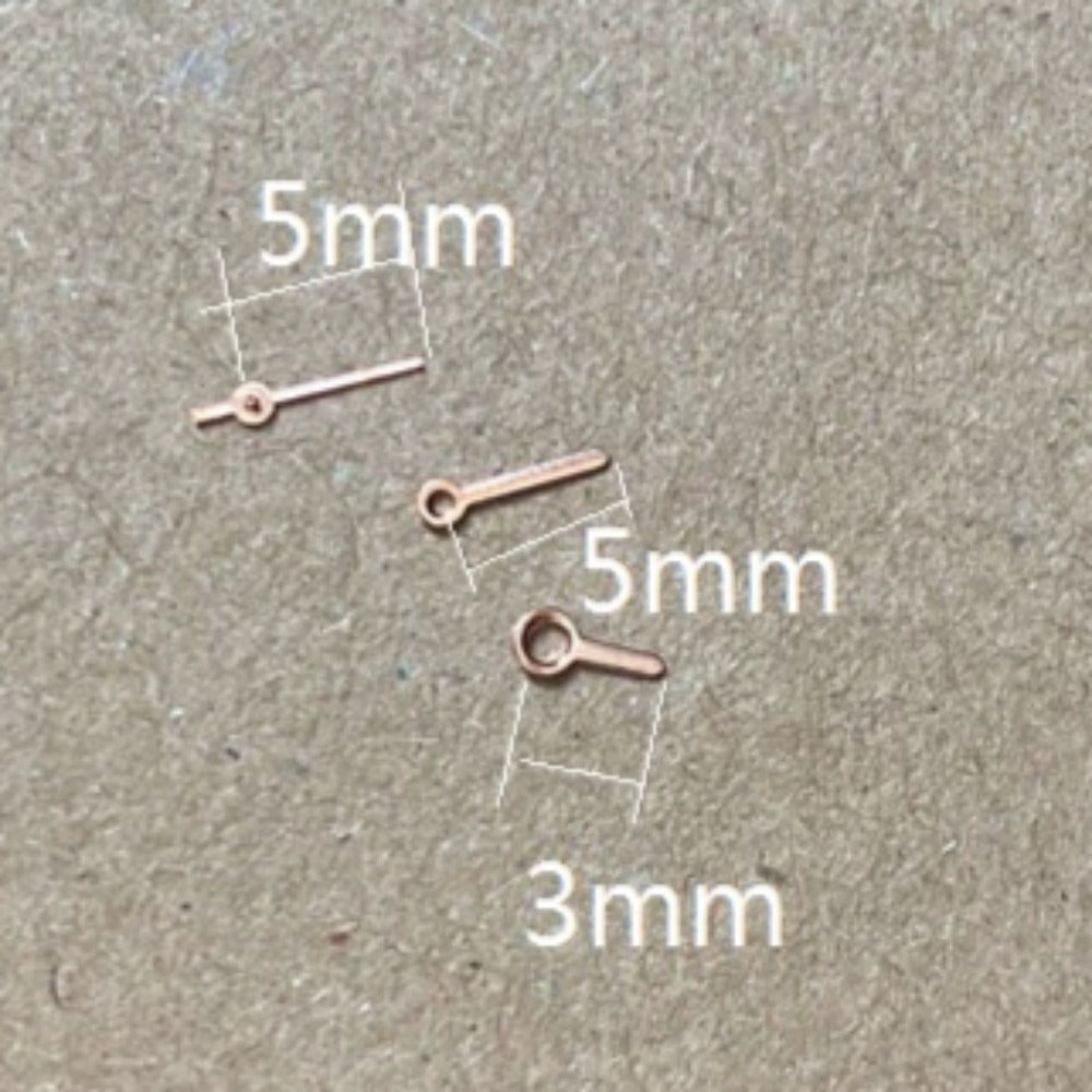 Short rose gold watch hands, 5x5x3mm, compatible with Miyota 2035 quartz movement, stylish upgrade.