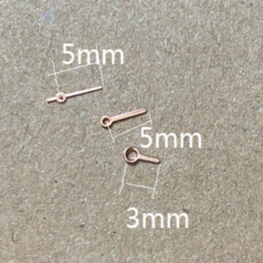Short rose gold watch hands, 5x5x3mm, compatible with Miyota 2035 quartz movement, stylish upgrade.